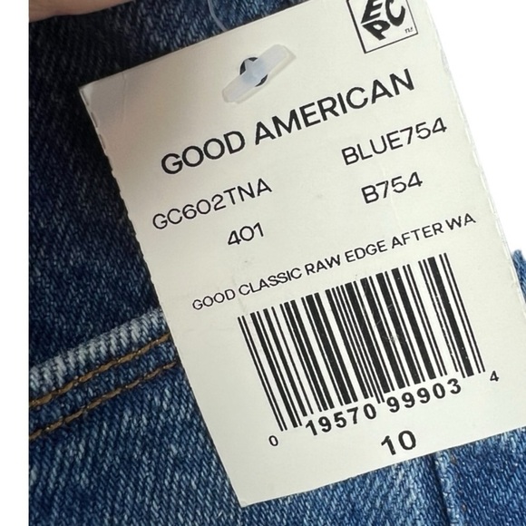 NWT Good American Good Classic High Waist Raw Hem Jeans 10/30 - Picture 6 of 13